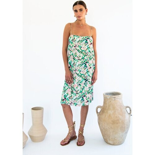 Neu Nomads dames vegan Slipdress Boxy Julianne Pixel Print Tweedehands