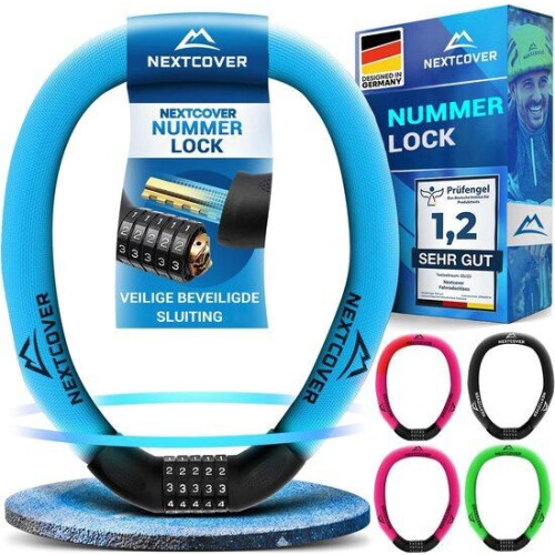 NEXTCOVER® Cijferslot Fietsslot - Ringslot - 5-cijferige cijfercode - Blauw Tweedehands