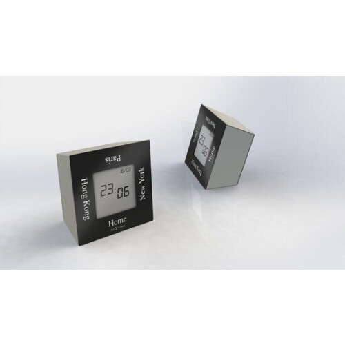 NeXtime Turn4Time - Tafelklok - Zwaartekracht tijdzones - Zwart/Zilver Tweedehands