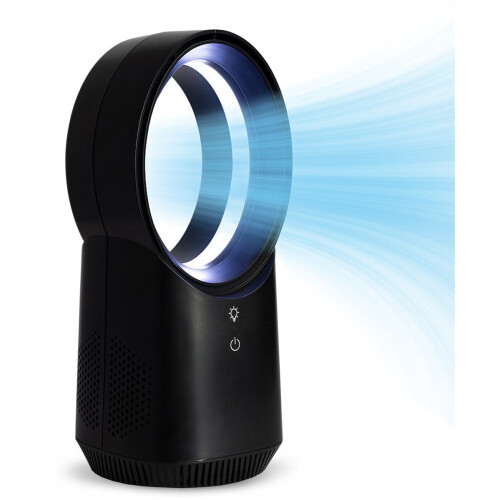 Nexxt Bladeless Fan - Draadloze Ventilator - 3 Snelheden LED Verlichting - Zwart