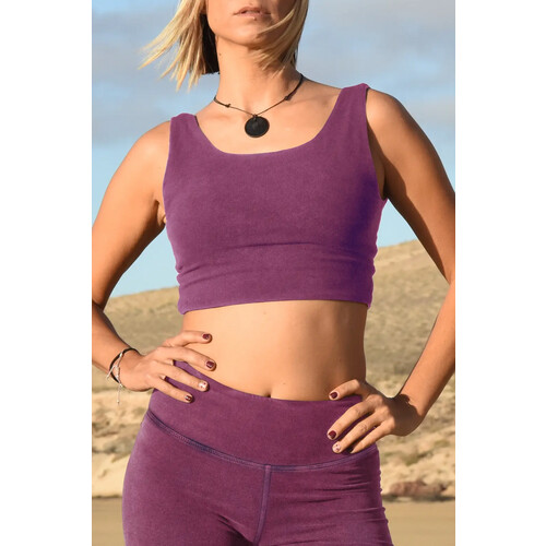 nice to meet me dames vegan Omkeerbare Crop Tank Violet Tweedehands