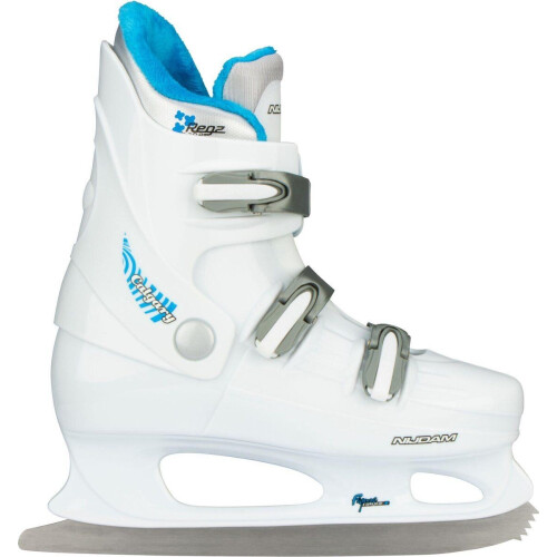 Nijdam Kunstschaats - Hardboot - Harde kunststof schoen met snelsluitingen - Wit/Zilver/Kobalt - Maat 41 Tweedehands