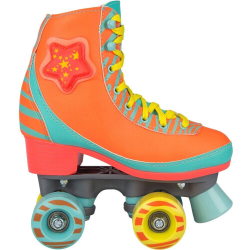 Nijdam LED Star Zebra - Rolschaatsen - LED verlichting - Fluororanje/Lichtblauw/Geel - 39/40