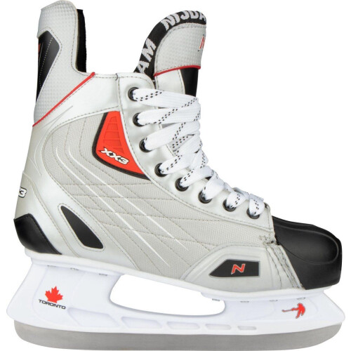 Nijdam Maple Master - IJshockeyschaats - Stevige polyester schoen - Zilver/Zwart - Maat 39 (1 paar) Tweedehands