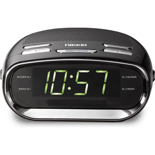 Nikkei NR151D - Klokradio met dubbele wektijd en buzzer - Antraciet