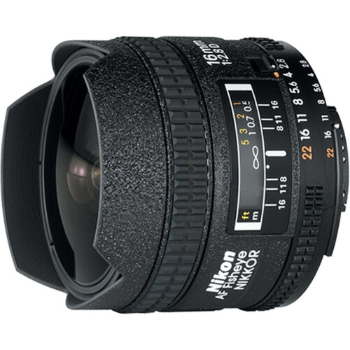 Nikon AF 16mm f/2.8D - Fisheye - 180° beeldhoek - scherpstelling tot 0,25 m Tweedehands