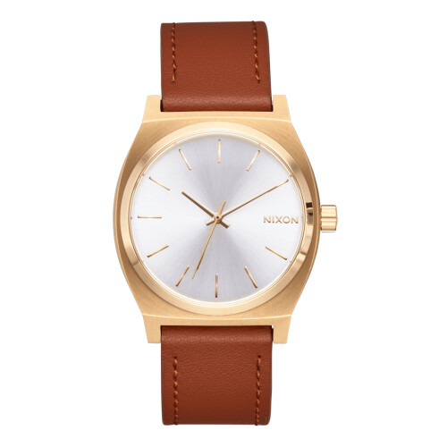 Nixon Small Time Teller Leather - Dameshorloge - 36 mm - Lichtgoud