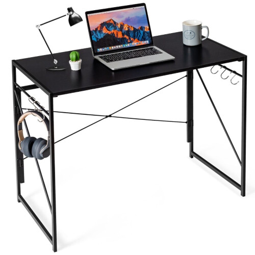 nklapbaar Bureau Klaptafel met 6 Haken en Metalen Frame Computertafel Laptoptafel Werktafel 100 x 50