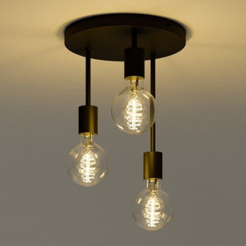 Nolt Plafondlamp - Plafonniere - 3x E27 Lamp - Industrieel - ⌀ 28cm - Zwart Tweedehands