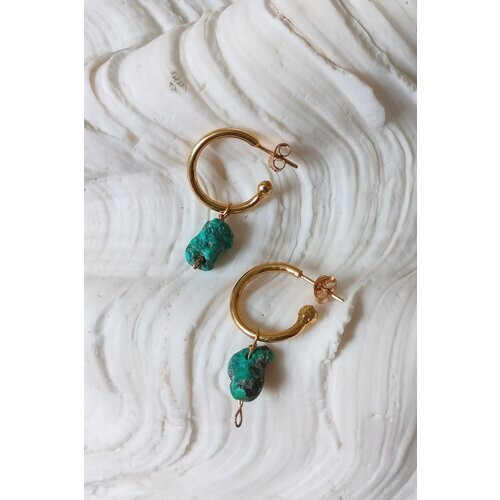 Nouare Jewelry dames vegan Turkoois Hoops Goud Tweedehands