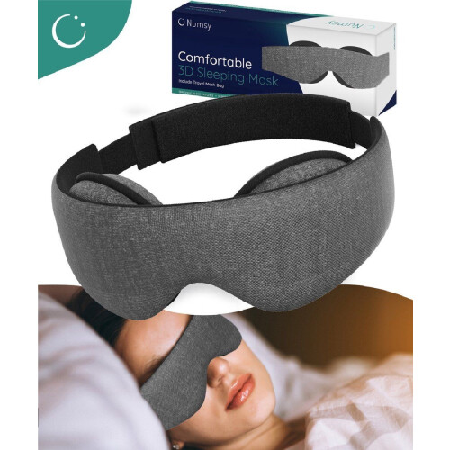 Numsy Slaapmasker Vrouwen en Mannen - Oogmasker Slaap - 100% Verduisterend - Donkergrijs
