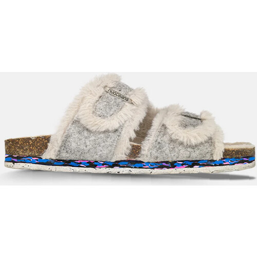 Nuoceans dames vegan Pantoffels Fluff Grijs Wit Tweedehands