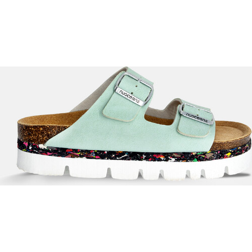 Nuoceans dames vegan Plateau Sandalen Bubbles Aquablauw Tweedehands