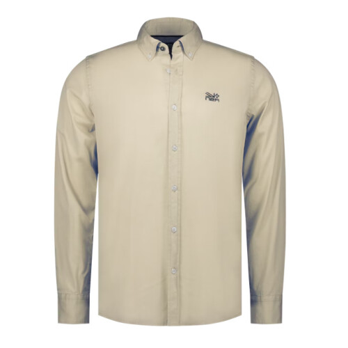 NZA Kingsley Overhemd Heren - maat XL - Cream - 97% katoen