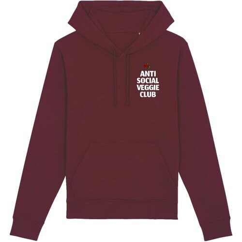 Oat Milk Club dames vegan Anti Social Veggie Club - Biokatoen Hoodie Bordeaux Tweedehands