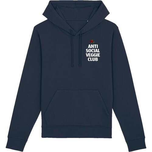 Oat Milk Club dames vegan Anti Social Veggie Club - Biokatoen Hoodie Navy Tweedehands