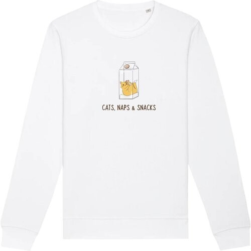 Oat Milk Club dames vegan Sweatshirt Cats, Naps & Snacks Wit Tweedehands