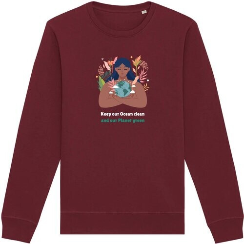 Oat Milk Club dames vegan Sweatshirt Green Planet Maroon Tweedehands