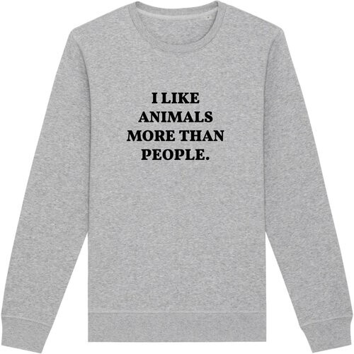 Oat Milk Club dames vegan Sweatshirt I Like Animals More Grey Tweedehands