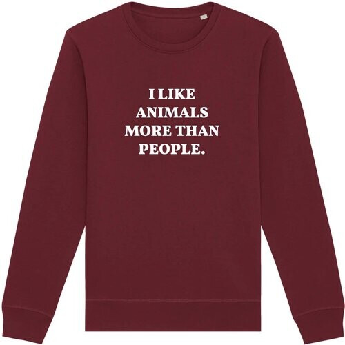 Oat Milk Club dames vegan Sweatshirt I Like Animals More Maroon Tweedehands