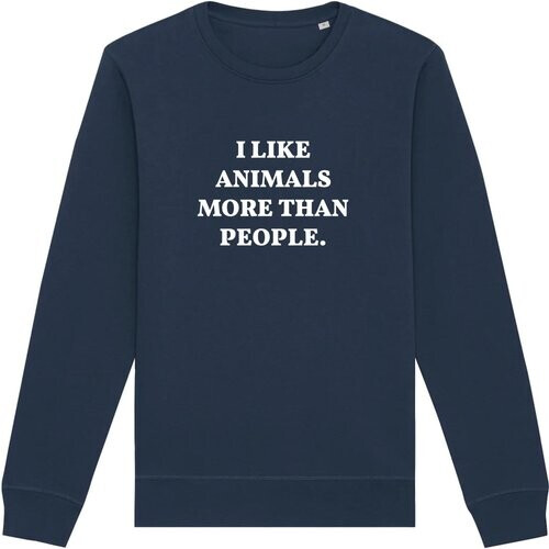 Oat Milk Club dames vegan Sweatshirt I Like Animals More Navy Tweedehands