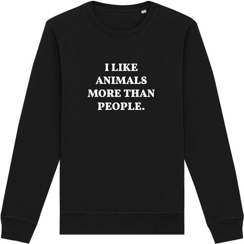 Oat Milk Club dames vegan Sweatshirt I Like Animals More Zwart Tweedehands