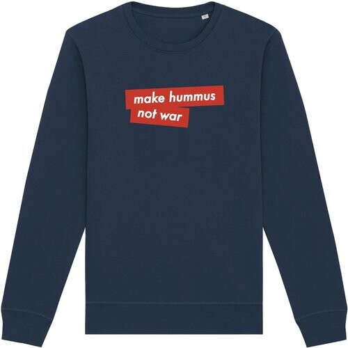 Oat Milk Club dames vegan Sweatshirt Make Hummus Not War Navy Tweedehands