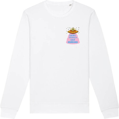 Oat Milk Club dames vegan Sweatshirt Save Animals Eat Humans Wit Tweedehands