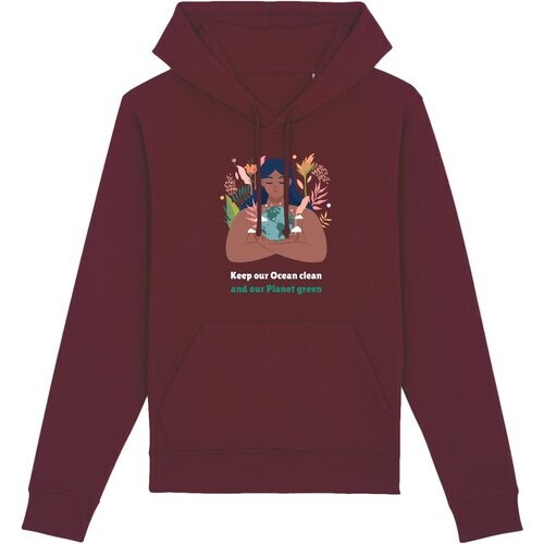Oat Milk Club dames vegan Unisex Hoodie Green Planet - Maroon Tweedehands