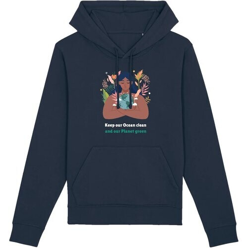 Oat Milk Club dames vegan Unisex Hoodie Green Planet - Navy Tweedehands