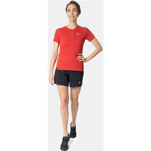 Odlo The Axalp half-zip running T-shirt Dames Middenrood/Oranje Tweedehands