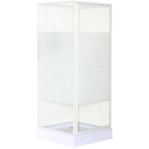 OK - Douchecabine draaideur met zijwand 90x90x185 cm - Veiligheidsglas - Wit