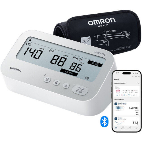 OMRON X4 Connect - Bloeddrukmeter bovenarm - AFib-detectie Bluetooth met Intelli Wrap-manchet (22-42cm)