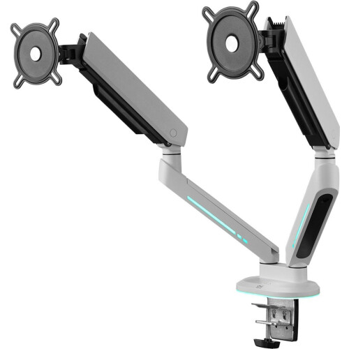 One For All DM 8220 - Monitorarm - 2 schermen tot 45 inch - RGB verlichting - Wit Tweedehands