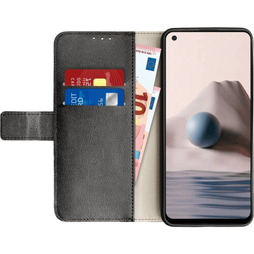 OnePlus Nord 2T - Bookcase Hoesje - Magnetische Sluiting en Pasjesvakjes - Zwart