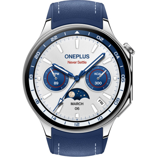 OnePlus Watch 2 - Smartwatch - 1,43-inch AMOLED - Zilver (Blauw)