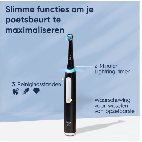 Oral-B iO 3 - Elektrische Tandenborstel - Poetsdruksensor en 3 standen - Zwart en Blauw Tweedehands