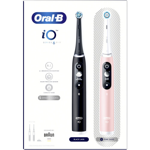 Oral-B iO 6 - Elektrische tandenborstel - 5 poetsstanden - Zwart&Roze