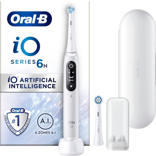 Oral-B iO 6 - Elektrische Tandenborstel - A.I. Poetsapp en Poetsdruksensor - Wit Tweedehands