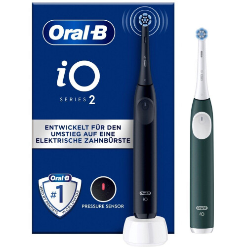 Oral-B iO 2 - Elektrische tandenborstel - 3 intensiteitsstanden - Zwart en Groen Duo Pack