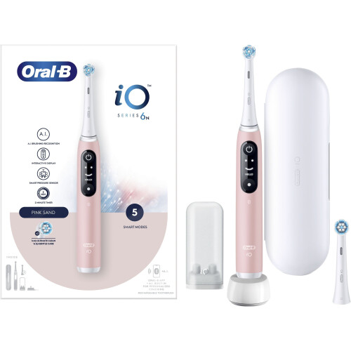 Oral-B iO Series 6N - Elektrische tandenborstel - 5 reinigingsstanden - Roze (2 opzetborstels)