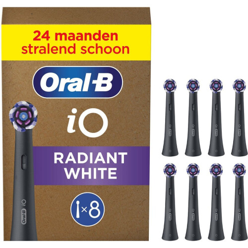 Oral-B iO Series Radiant White - Opzetborstels - Wittere tanden - Zwart (8 stuks)