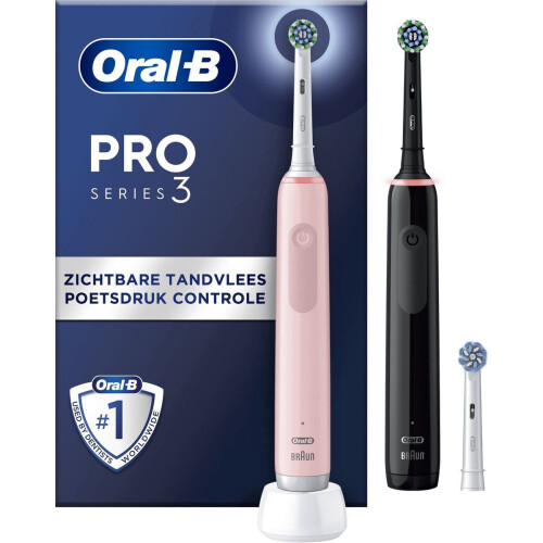 Oral-B PRO 3 3900 - Elektrische Tandenborstel - 3-in-1 Technologie - Duo Zwart + Roze