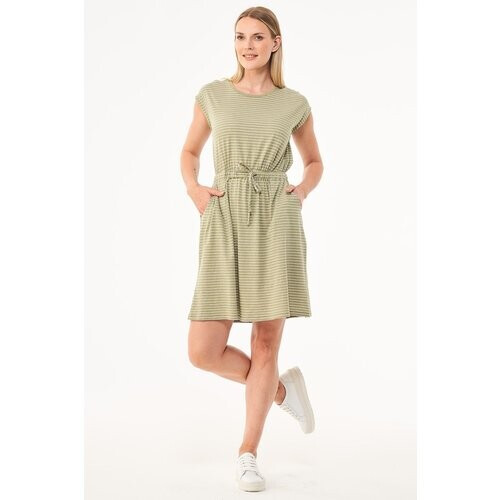 ORGANICATION dames vegan Gestreepte Jersey Jurk Groen Tweedehands