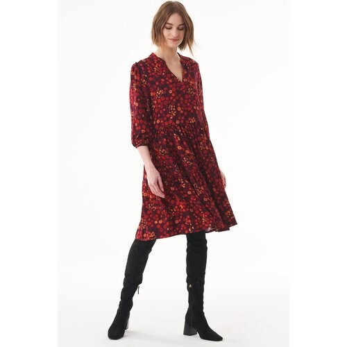 ORGANICATION dames vegan Jurk Bloemen Rood Tweedehands