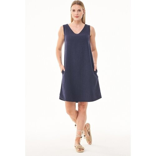 ORGANICATION dames vegan Jurk Mouwloos Donkerblauw Tweedehands