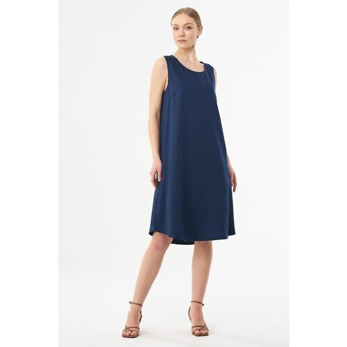 ORGANICATION dames vegan Mouwloze Jurk Navy Tweedehands