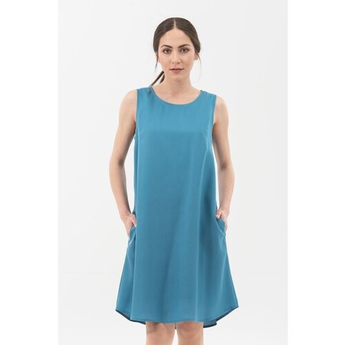 ORGANICATION dames vegan Mouwloze Losse Jurk Blauw Tweedehands