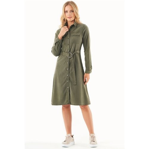 ORGANICATION dames vegan Shirtjurk Bio-Katoen Mix Olive Tweedehands