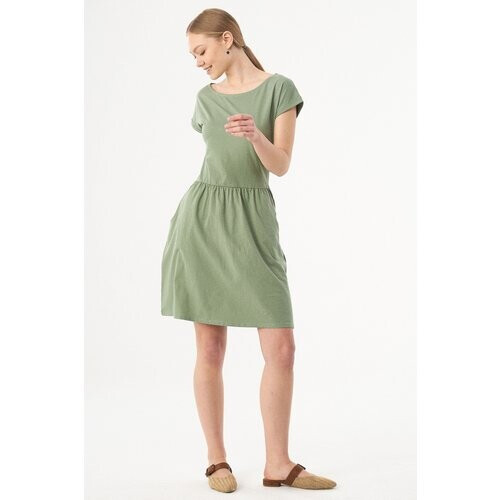 ORGANICATION dames vegan Slub Jersey Jurk Fern Groen Tweedehands